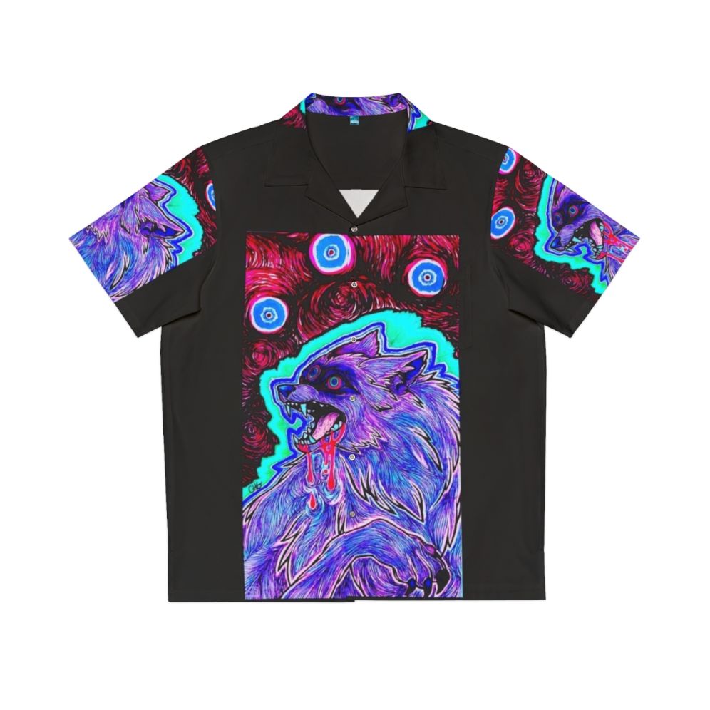 Trippy canine-inspired psychedelic Hawaiian shirt