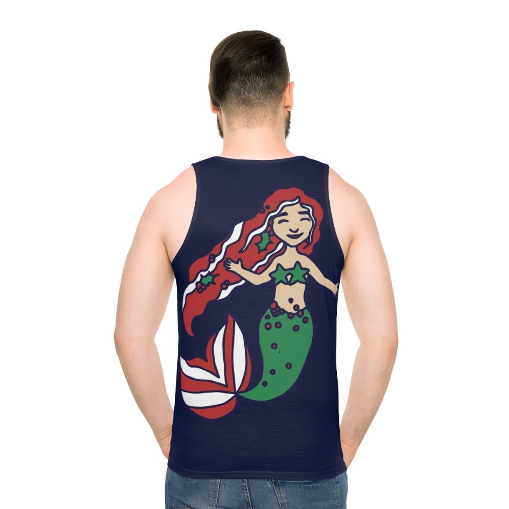 Christmas mermaid unisex tank top - men back