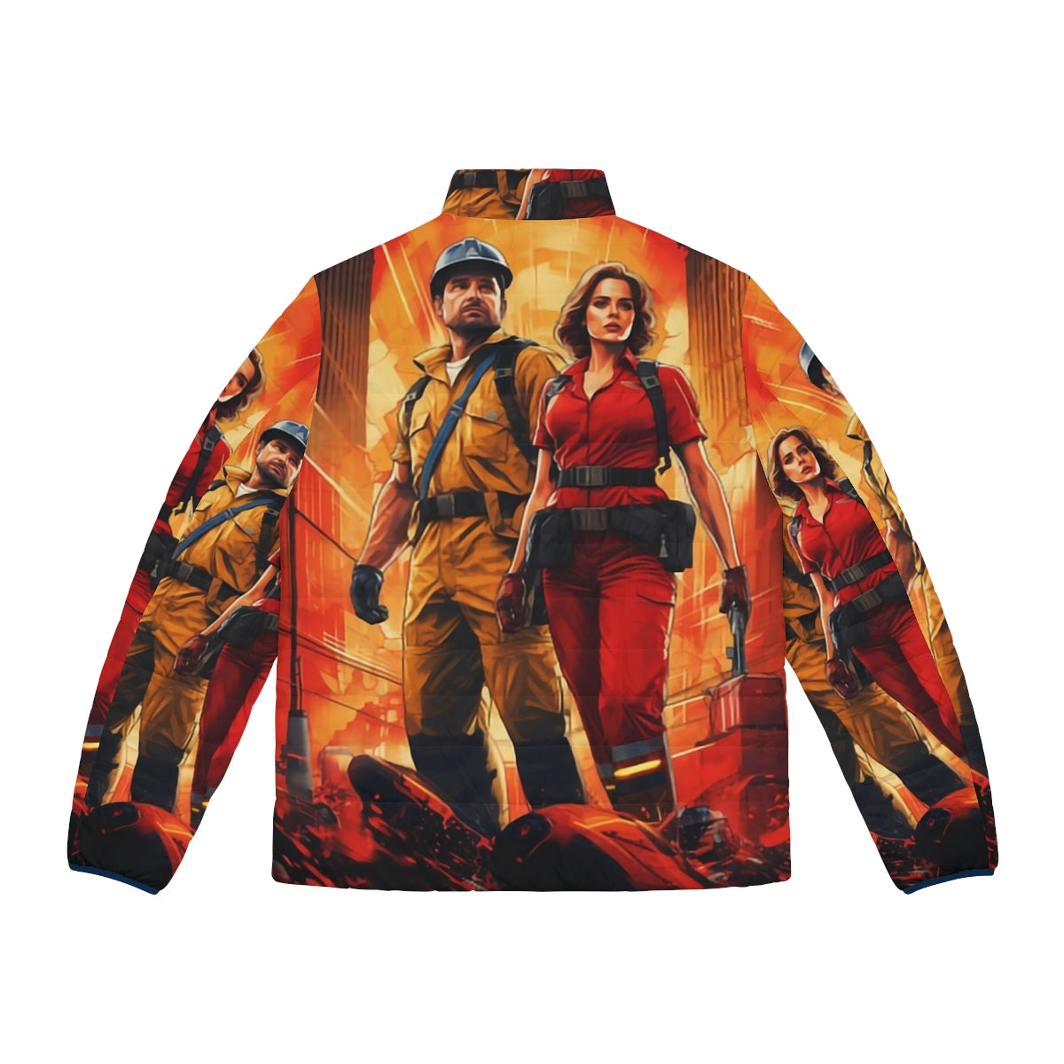 Stranger Things inspired puffer jacket with retro 80s design - Back