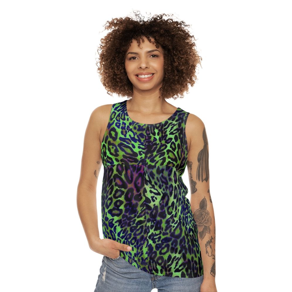 Colorful leopard print unisex tank top - women