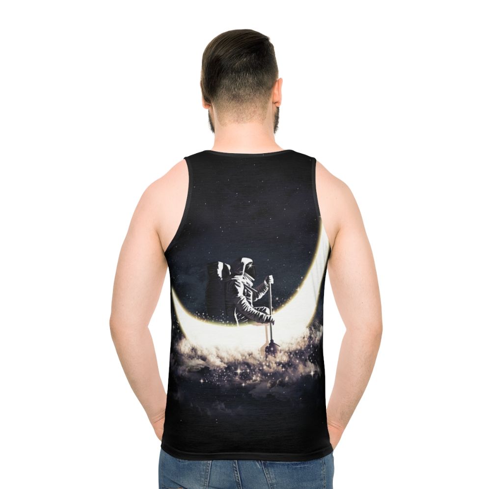 Cosmic moon sailing unisex tank top - men back