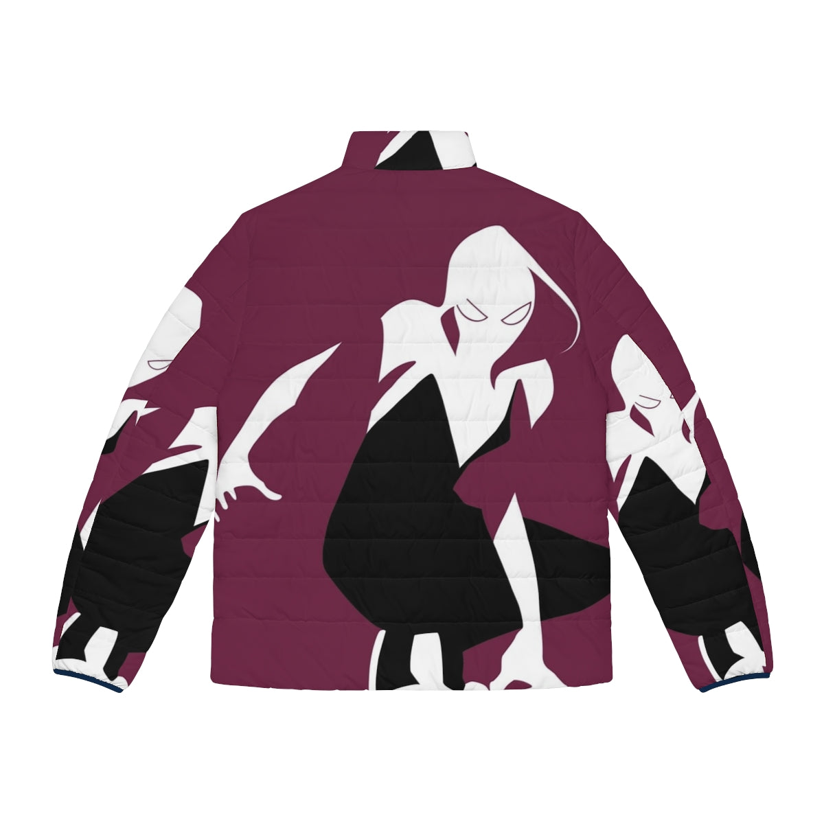 Spider-Gwen wearing a puffer jacket featuring the Marvel Spider-Verse logo - Back