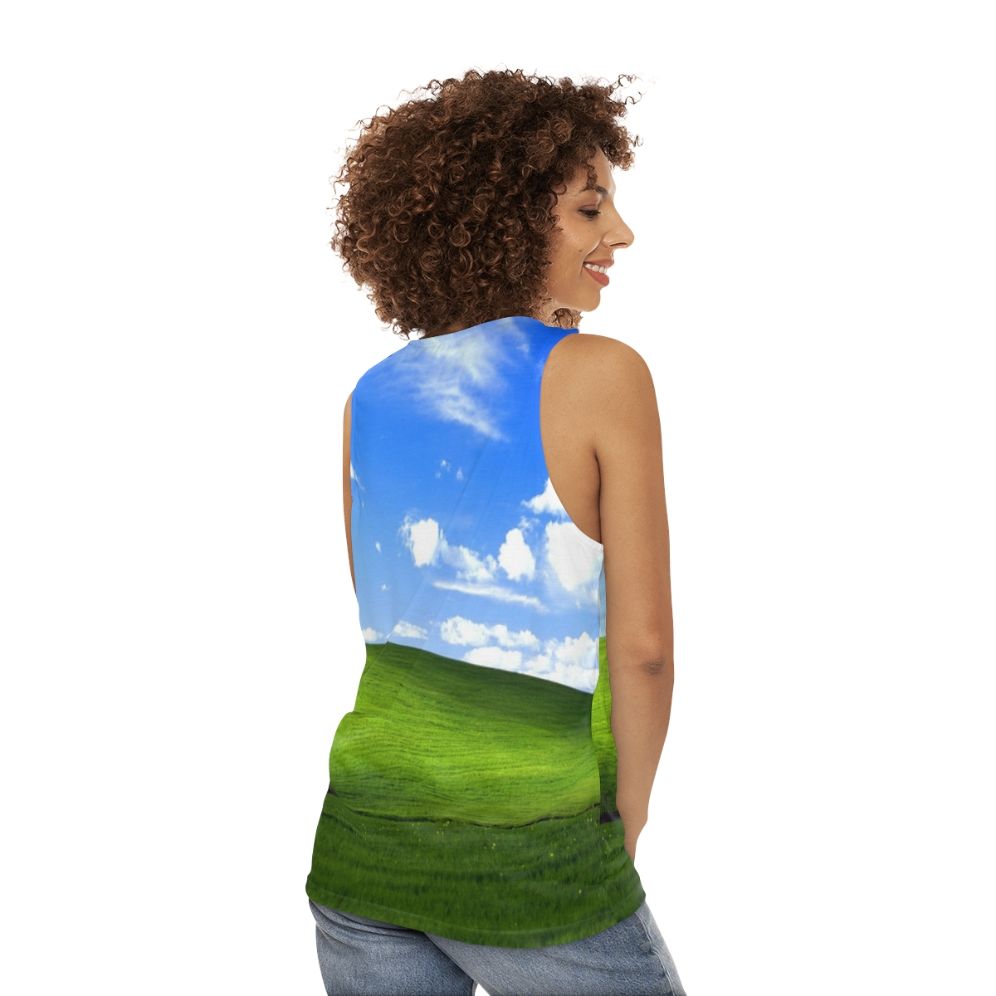 Windows XP Default Desktop Meme Unisex Tank Top - women back