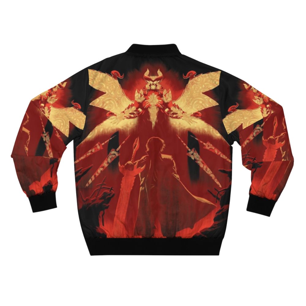 Red bomber jacket with devil may cry inspired graphic design - Back