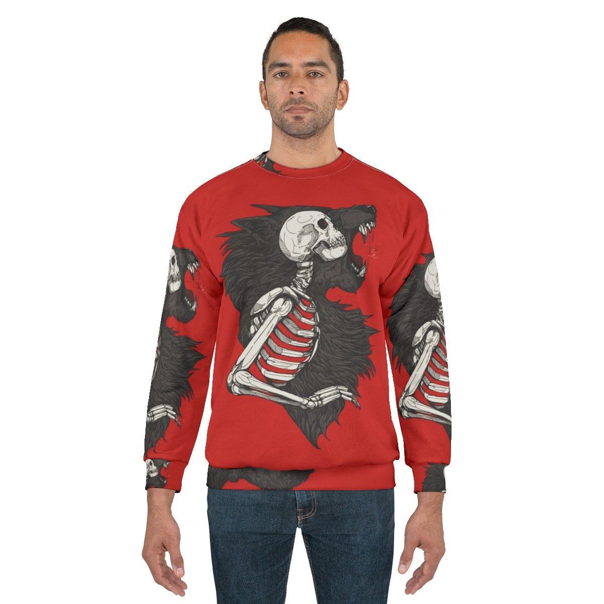 Lilith's Brethren Gothic Horror Sweatshirt with werewolf, skeleton, and vampire elements - men