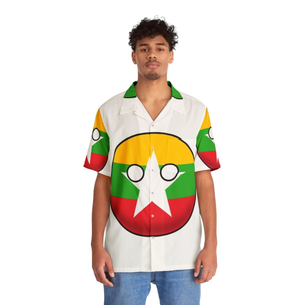 Myanmar Countryball Hawaiian Shirt with Country Flag - People Front