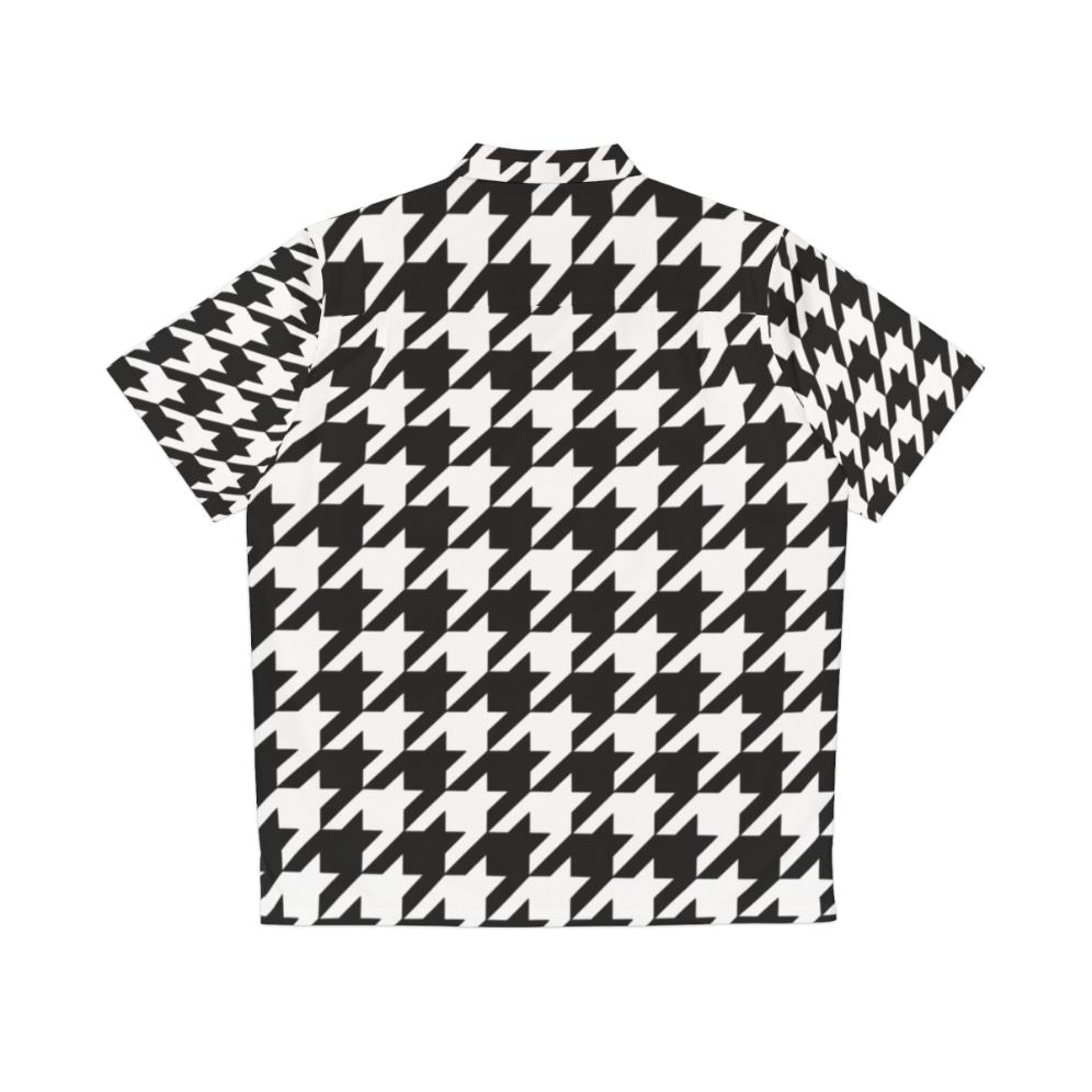 Black and white houndstooth pattern Hawaiian shirt - Back