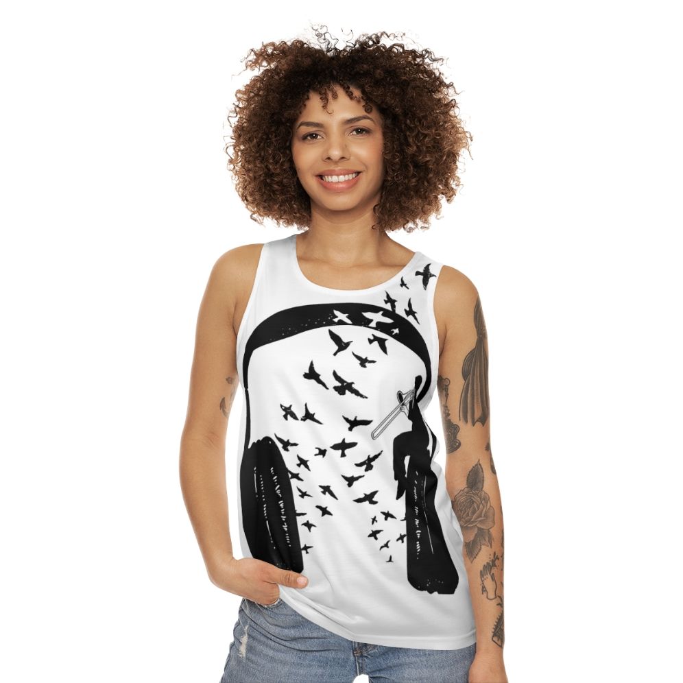 Headphone Trombone Unisex Tank Top - women