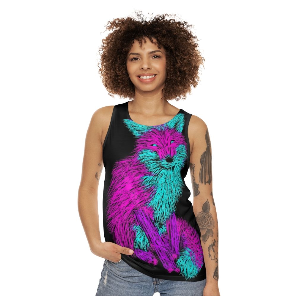 Unisex tank top featuring a red fox, a legendary animal - women