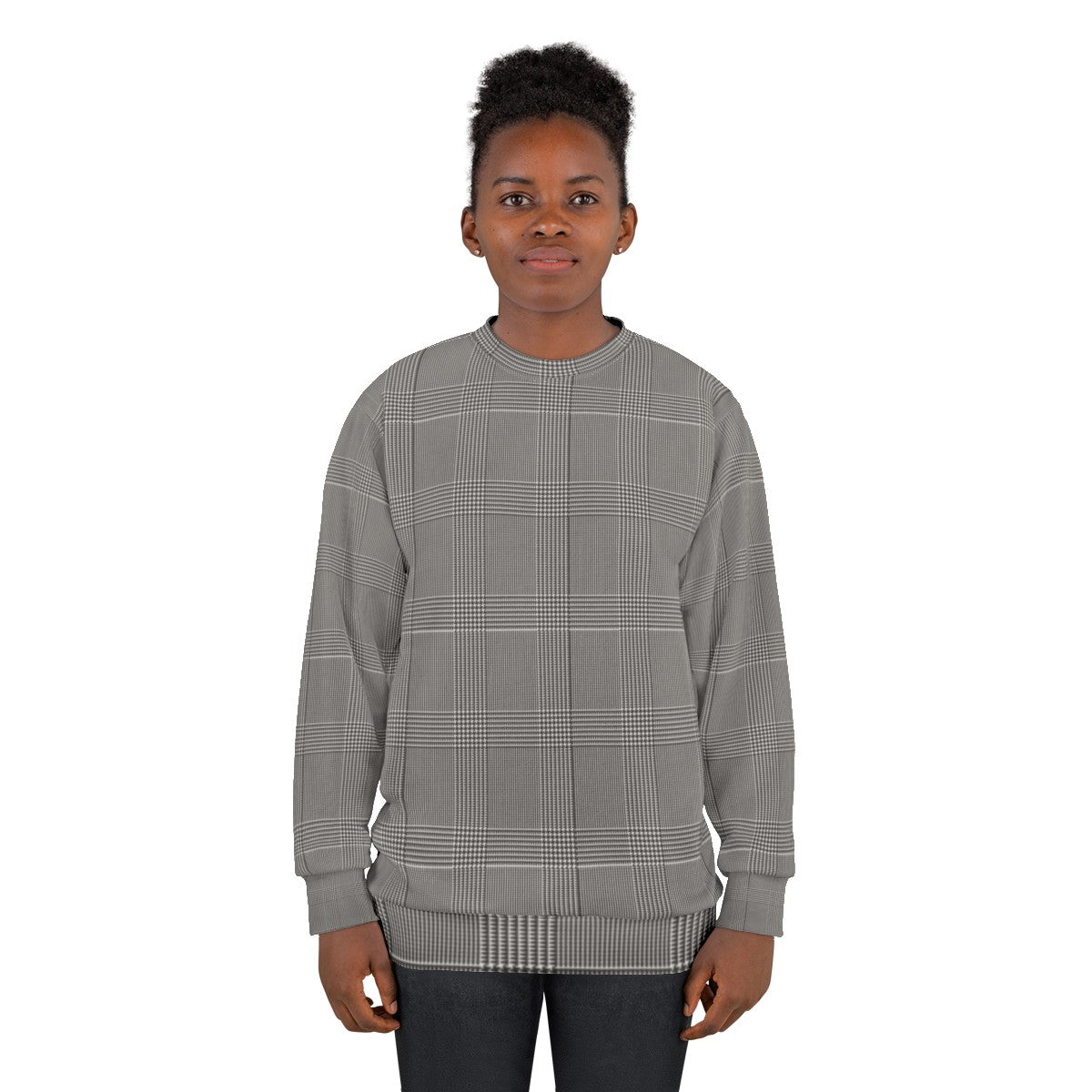 Glen Plaid Classic Sweatshirt for Business Casual Wear - women