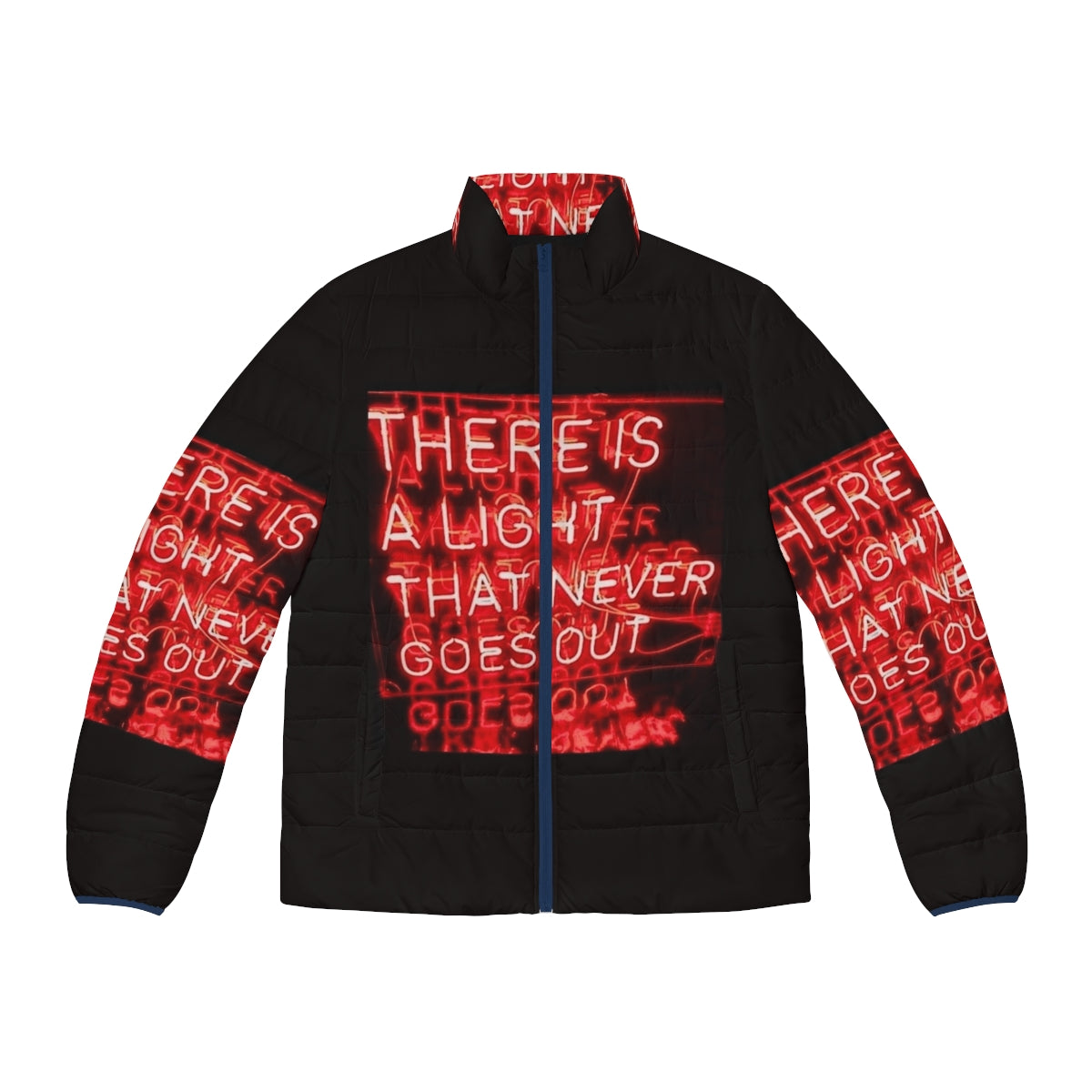 The Smiths "There Is A Light That Never Goes Out" Puffer Jacket with neon lights and red color