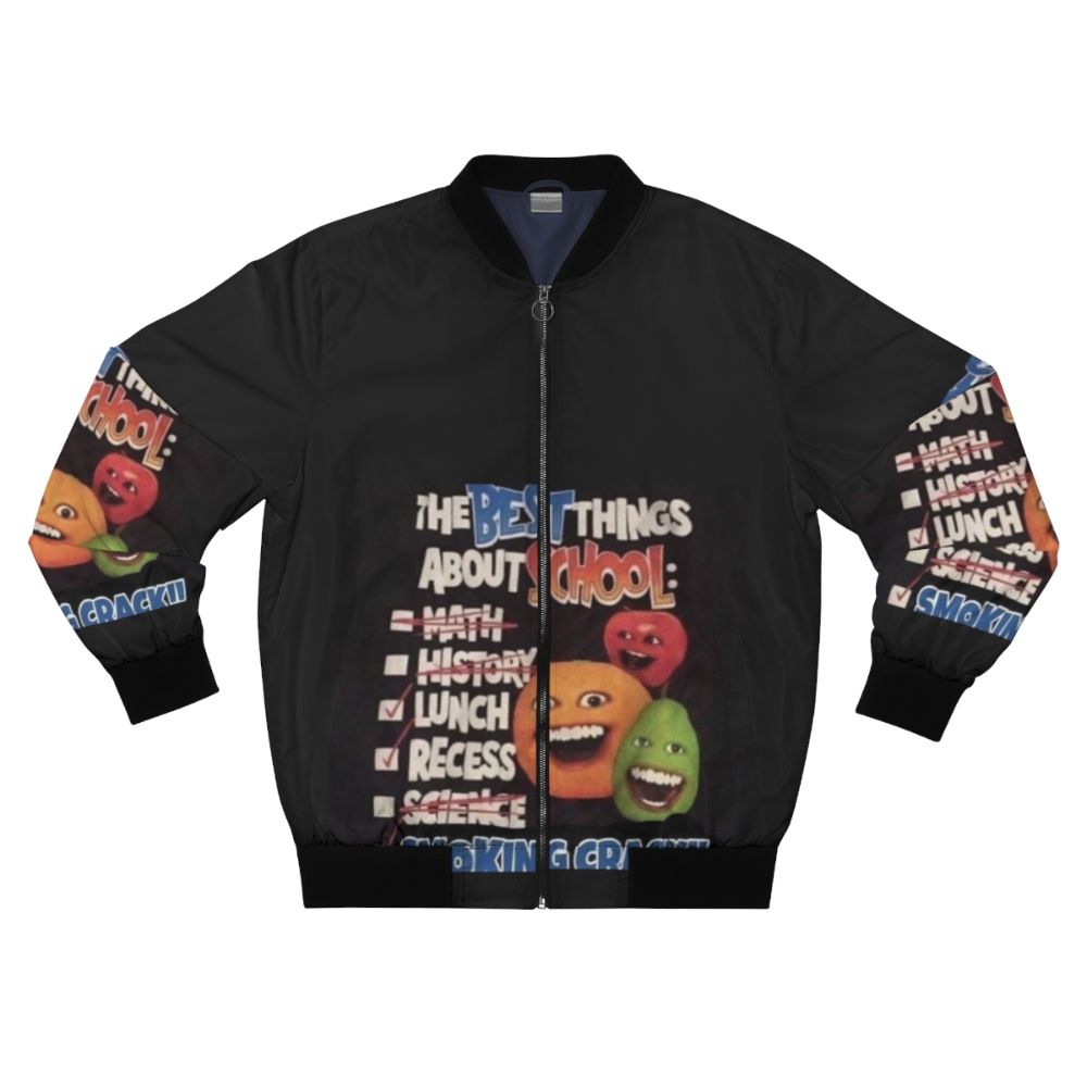 Annoying Orange School Bomber Jacket with funny, cute cartoon design