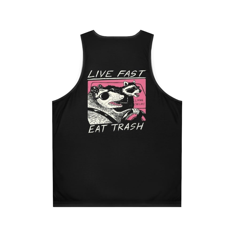 Live Fast Eat Trash Unisex Retro Tank Top - Back