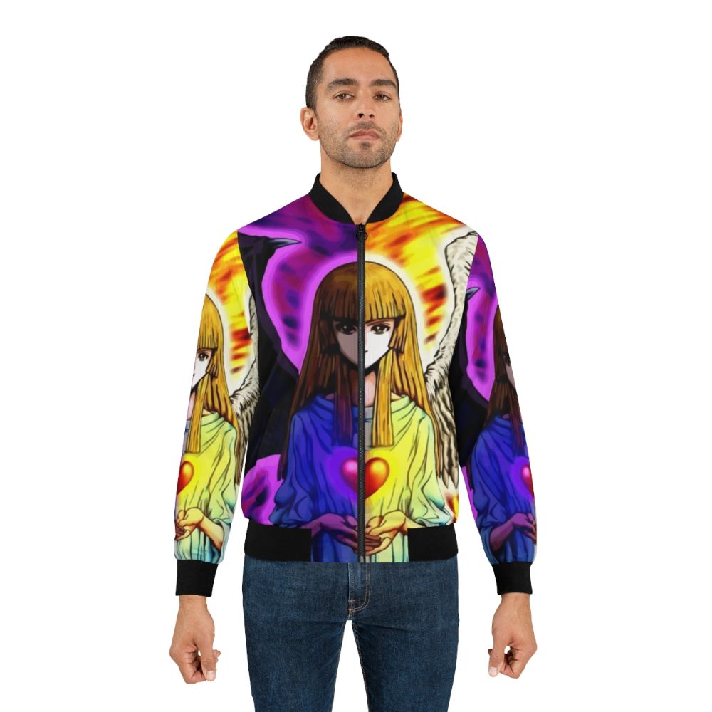 Yu-Gi-Oh inspired "Change of Heart" bomber jacket featuring anime elements and characters. - Lifestyle