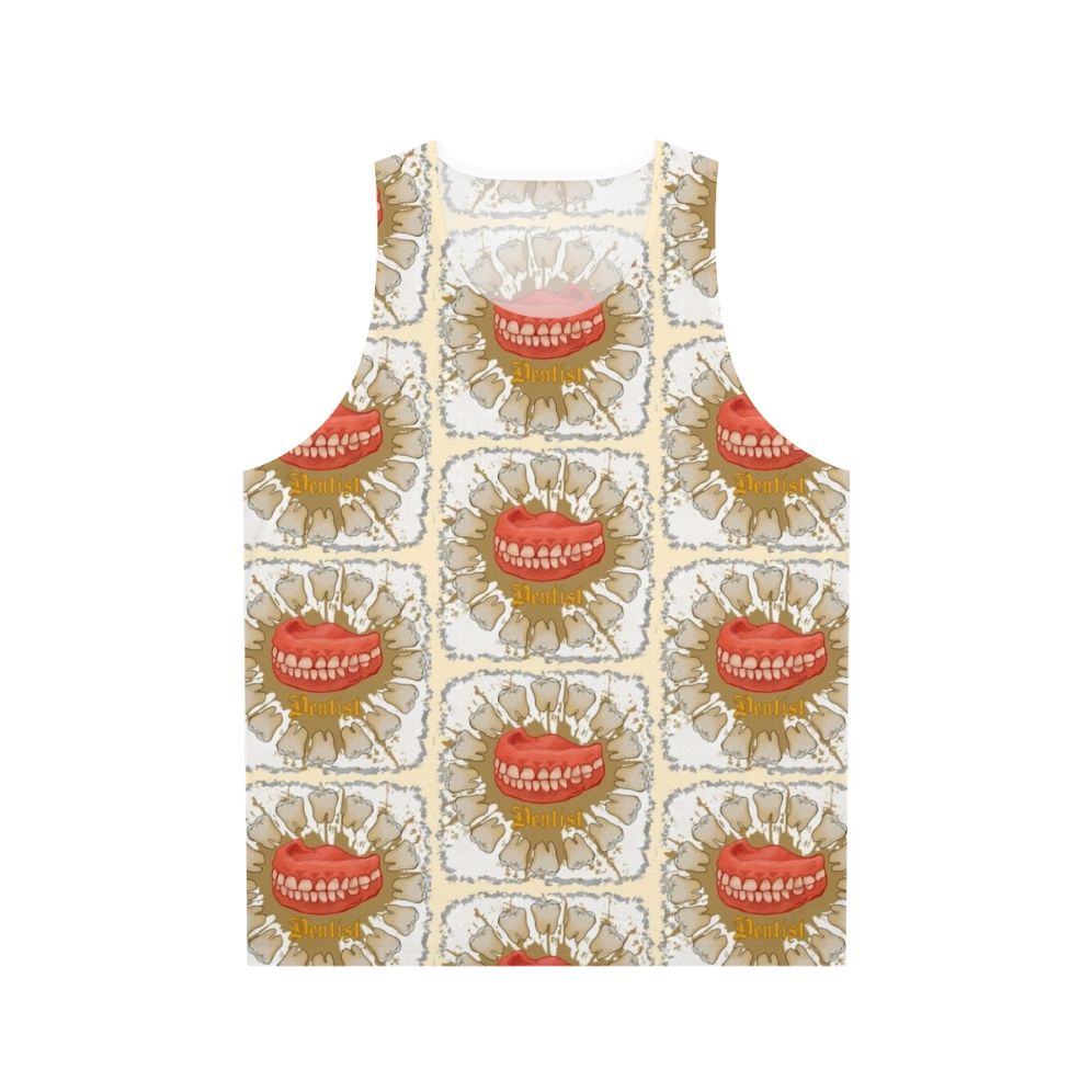 Dentist unisex tank top with dental-themed design