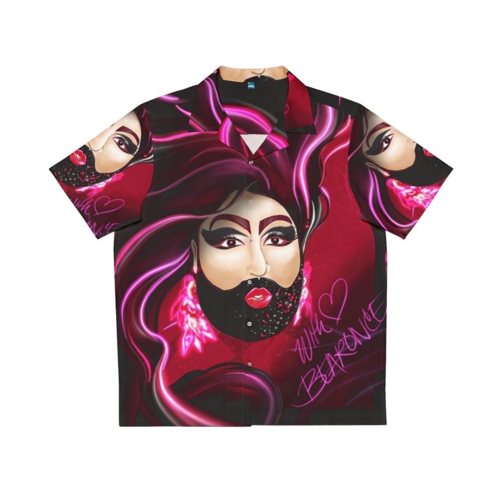 "Bearded Lady Drag Queen Hawaiian Shirt featuring Gay Bear Fan Art"