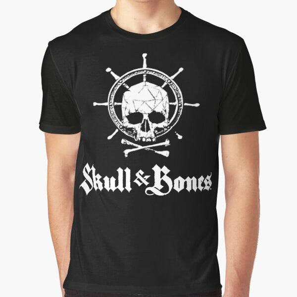 Skull & Bones custom logo graphic t-shirt with a skull and bones design