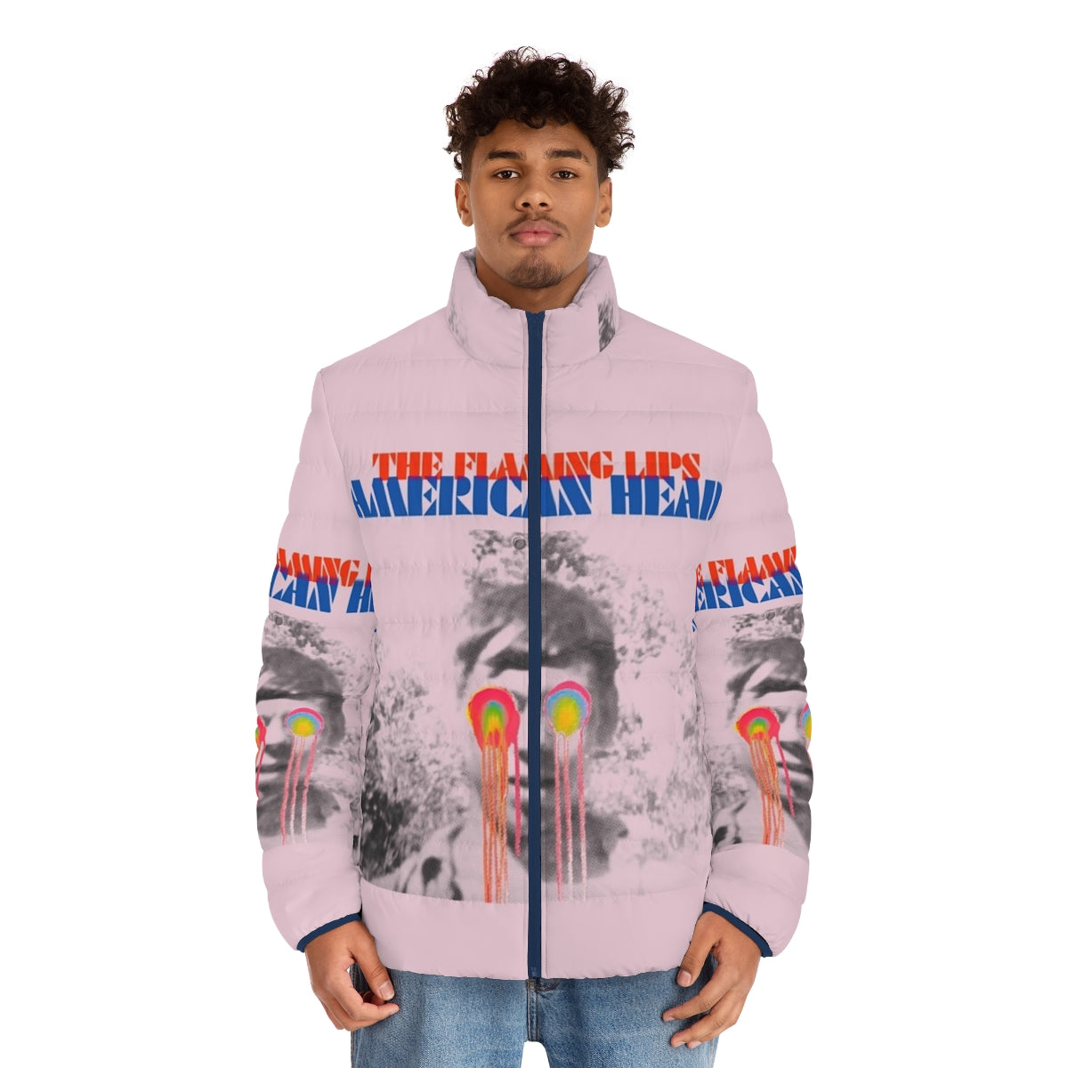 The Flaming Lips American Head Puffer Jacket for Alternative Music Lovers - men front