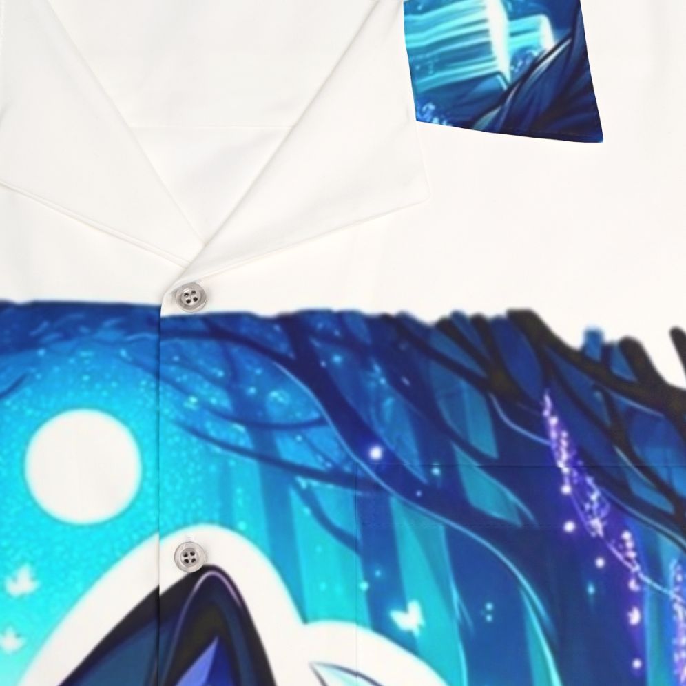 Azure legendary animals mystic fox Hawaiian shirt - Detail