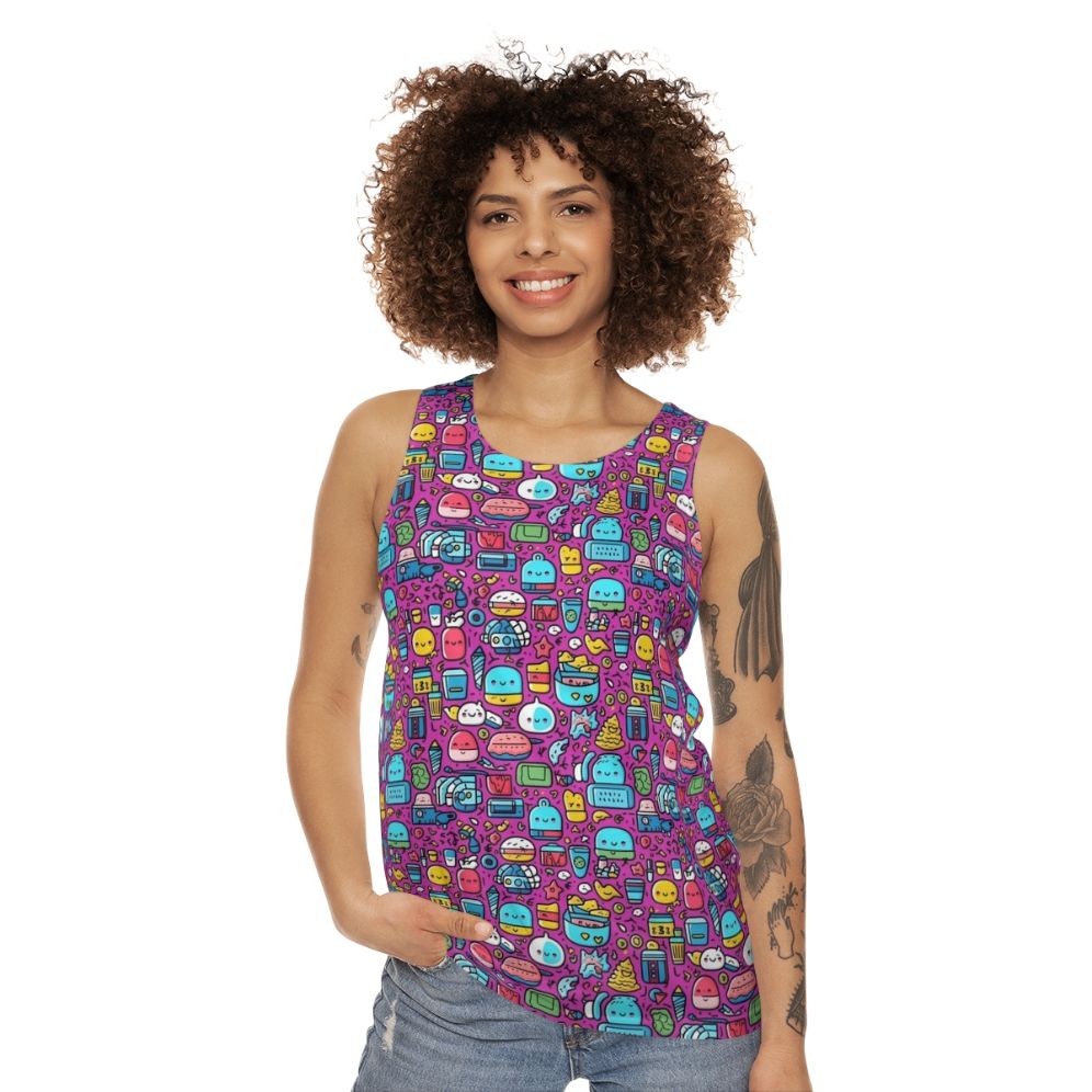 Hobbies unisex tank top with cartoon zoo animals and pineapple print - women