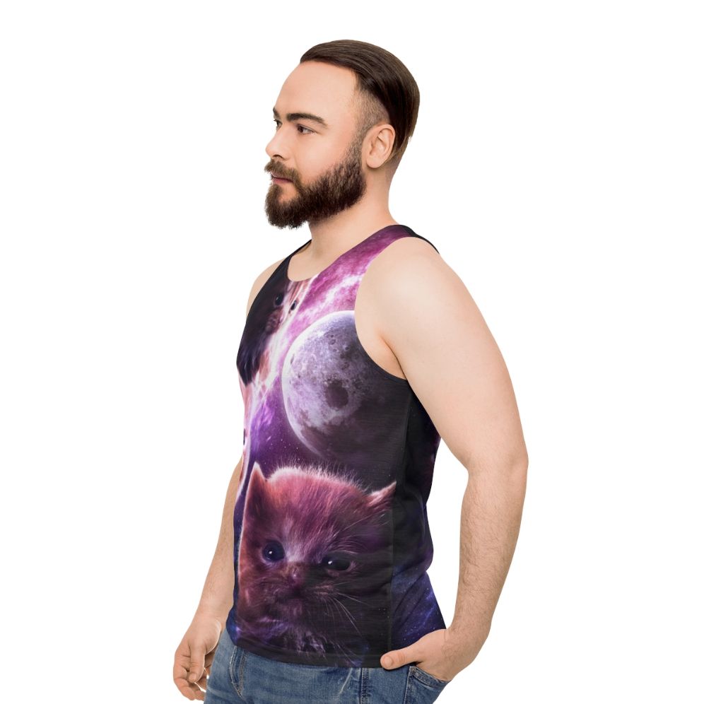 Unisex Tank Top with Degenerate Moon Design - men side