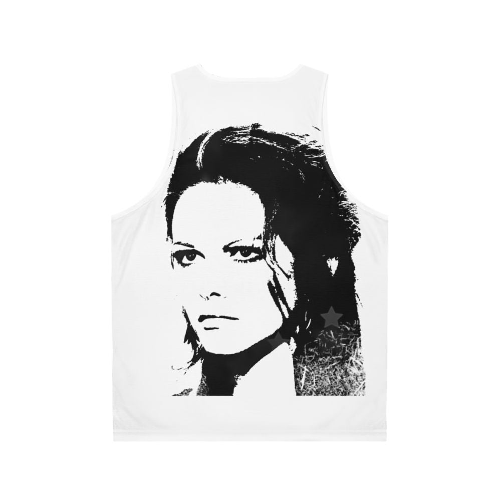 Unisex tank top featuring iconic Italian actress Claudia Cardinale - Back