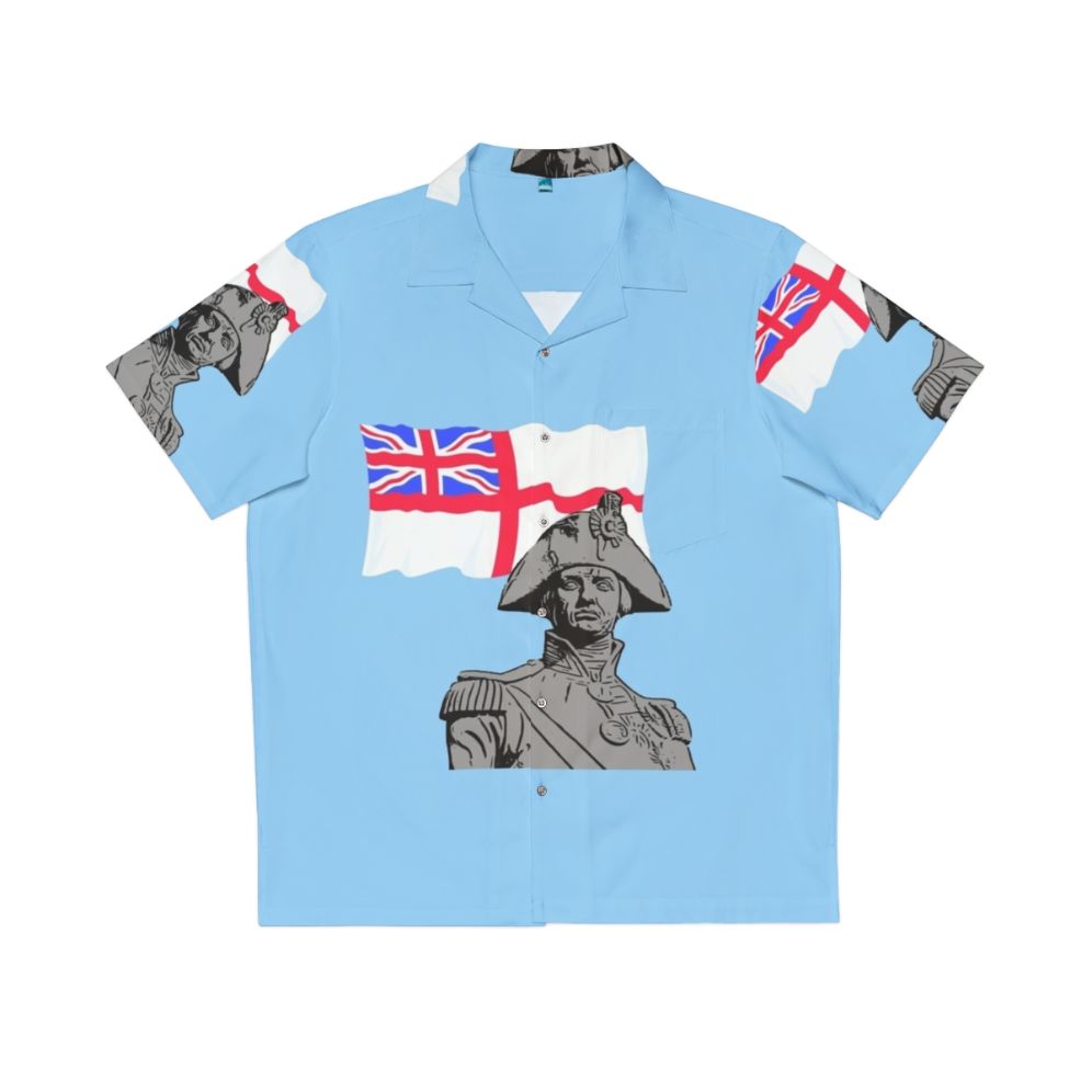 Horatio Nelson Hero Hawaiian Shirt featuring the British Royal Navy white ensign