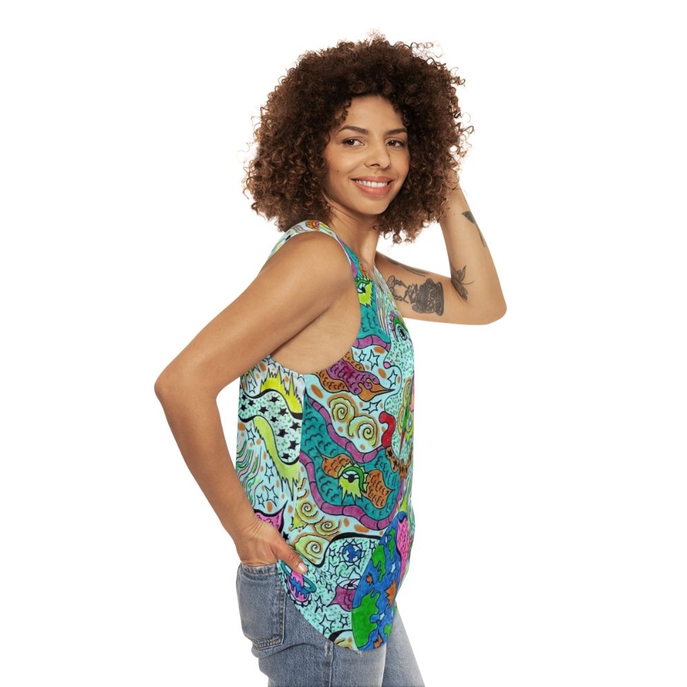 Cosmic Visionary Unisex Tank Top - women side