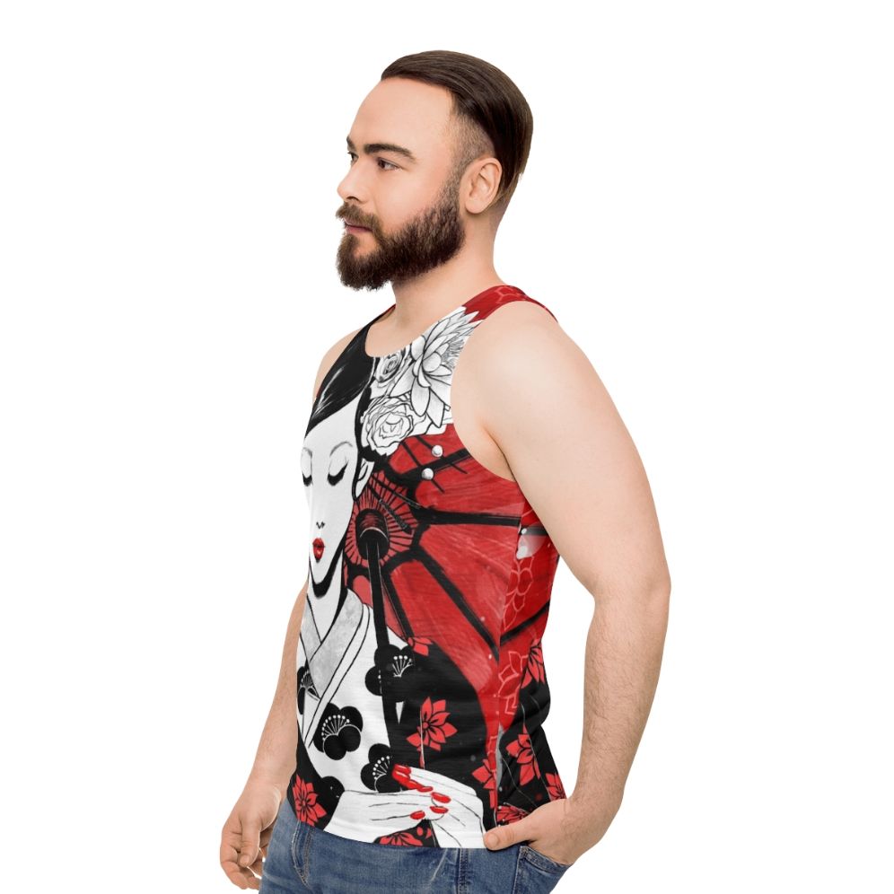 Geisha Japan Collection Unisex Tank Top - Modern Asian Pop Art Design - men side