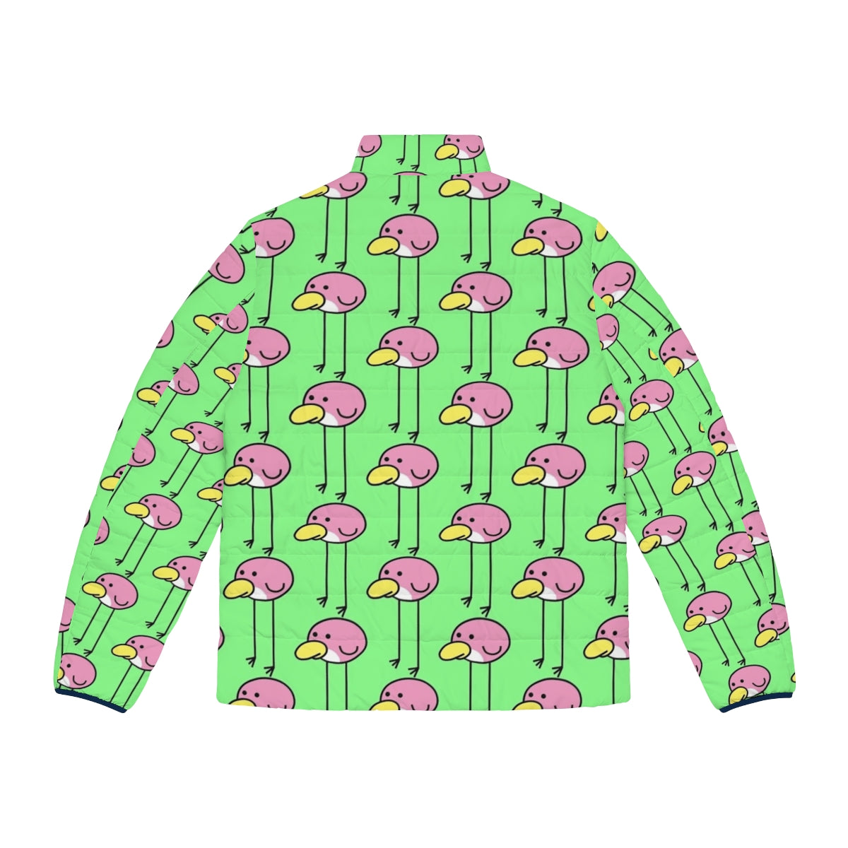 Flock Step Puffer Jacket featuring bird-themed design inspired by Nintendo's Rhythm Heaven series - Back