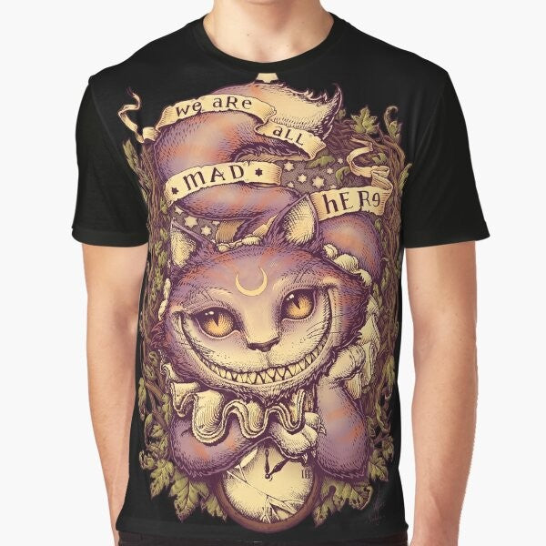 Cheshire Cat Graphic T-Shirt - Alice in Wonderland Inspired Retro Design