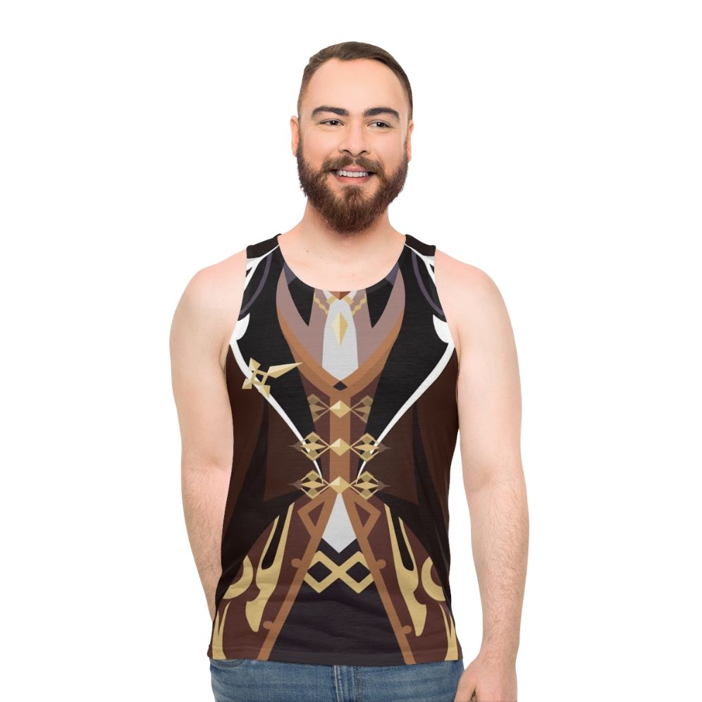 Anime cosplay unisex tank top featuring Genshin Impact character Zhongli - men