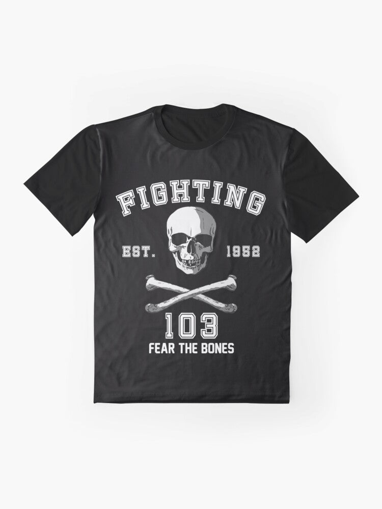 Fighting 103 Jolly Rogers Graphic T-Shirt featuring the iconic Jolly Rogers insignia and logo - Flat lay