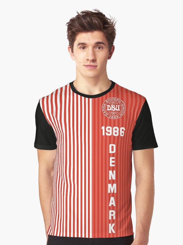 Retro Denmark 1986 World Cup Football Graphic T-Shirt - Men