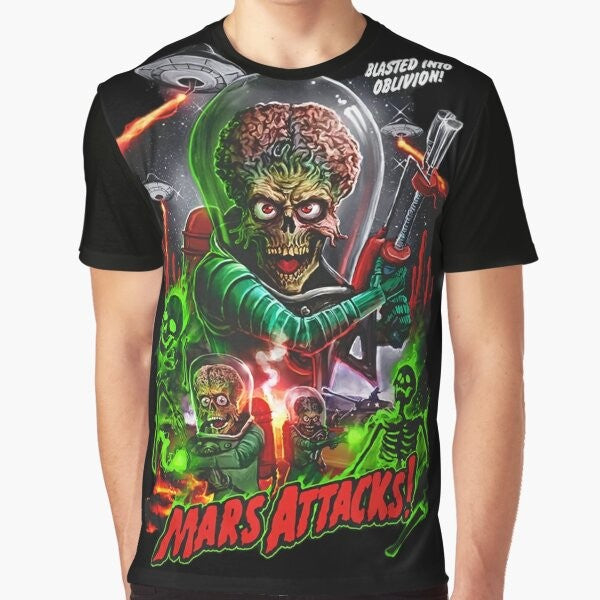 Mars Attacks graphic t-shirt featuring retro alien martians