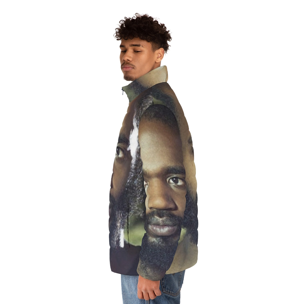 MC Ride Death Grips Puffer Jacket featuring iconic face graphic - men side left