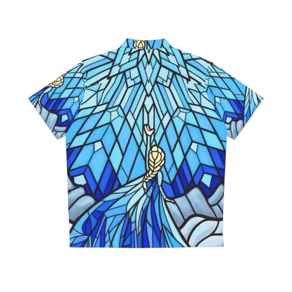 frozen fractal stained glass window elsa hawaiian shirt - Back