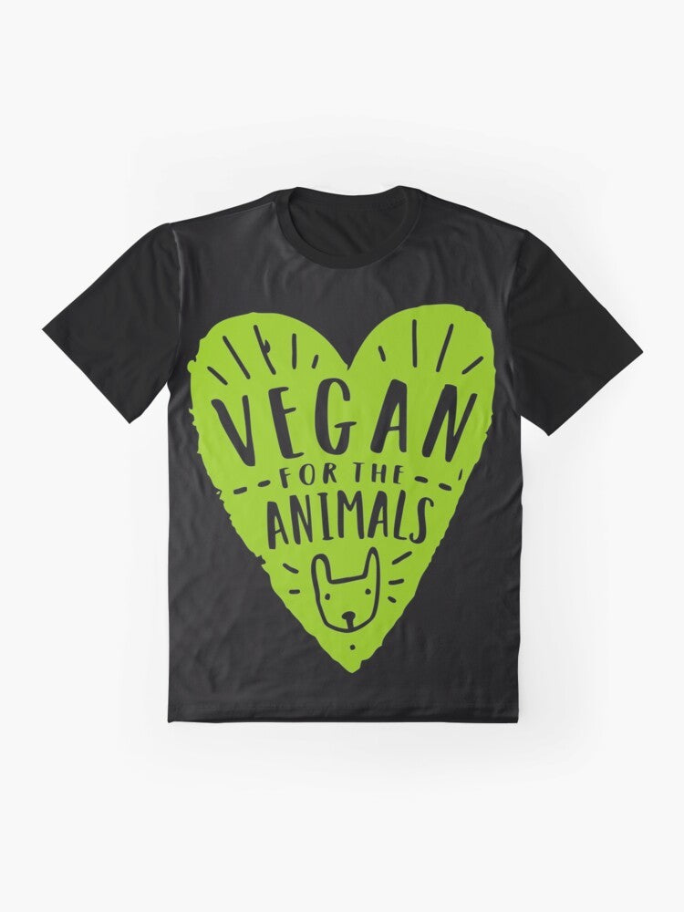 Vegan for the Animals Graphic T-Shirt featuring a compassionate message for plant-based and animal rights supporters. - Flat lay