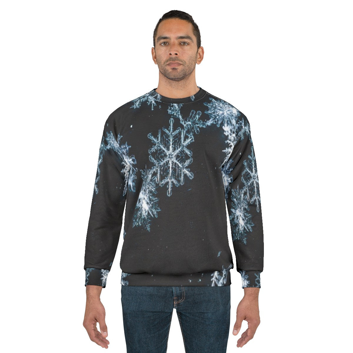 Black and white snowflake pattern sweatshirt - men