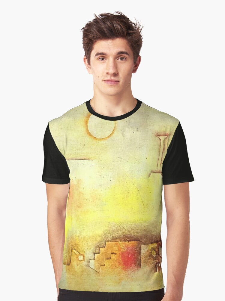 "Iconic 'Castle and Sun' painting by Paul Klee on a graphic t-shirt" - Men