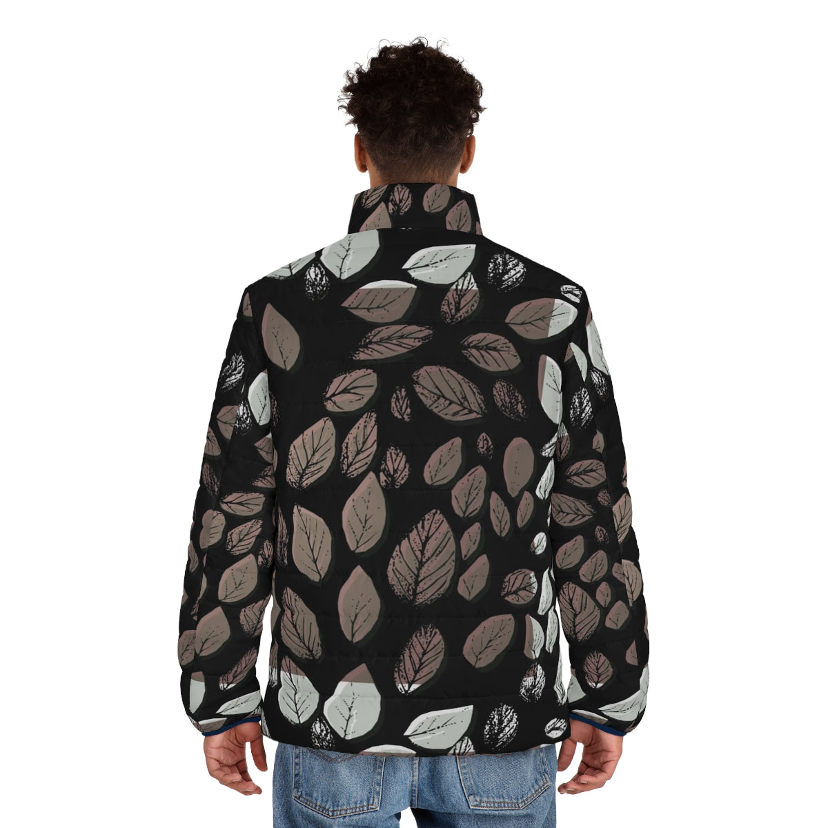 Desaturated leaves puffer jacket for all-season wear - men back