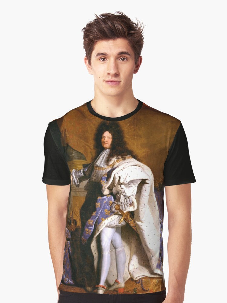 Hyacinth Rigaud painting of Louis XIV, the "King Sun" of France, featured on a graphic t-shirt - Men