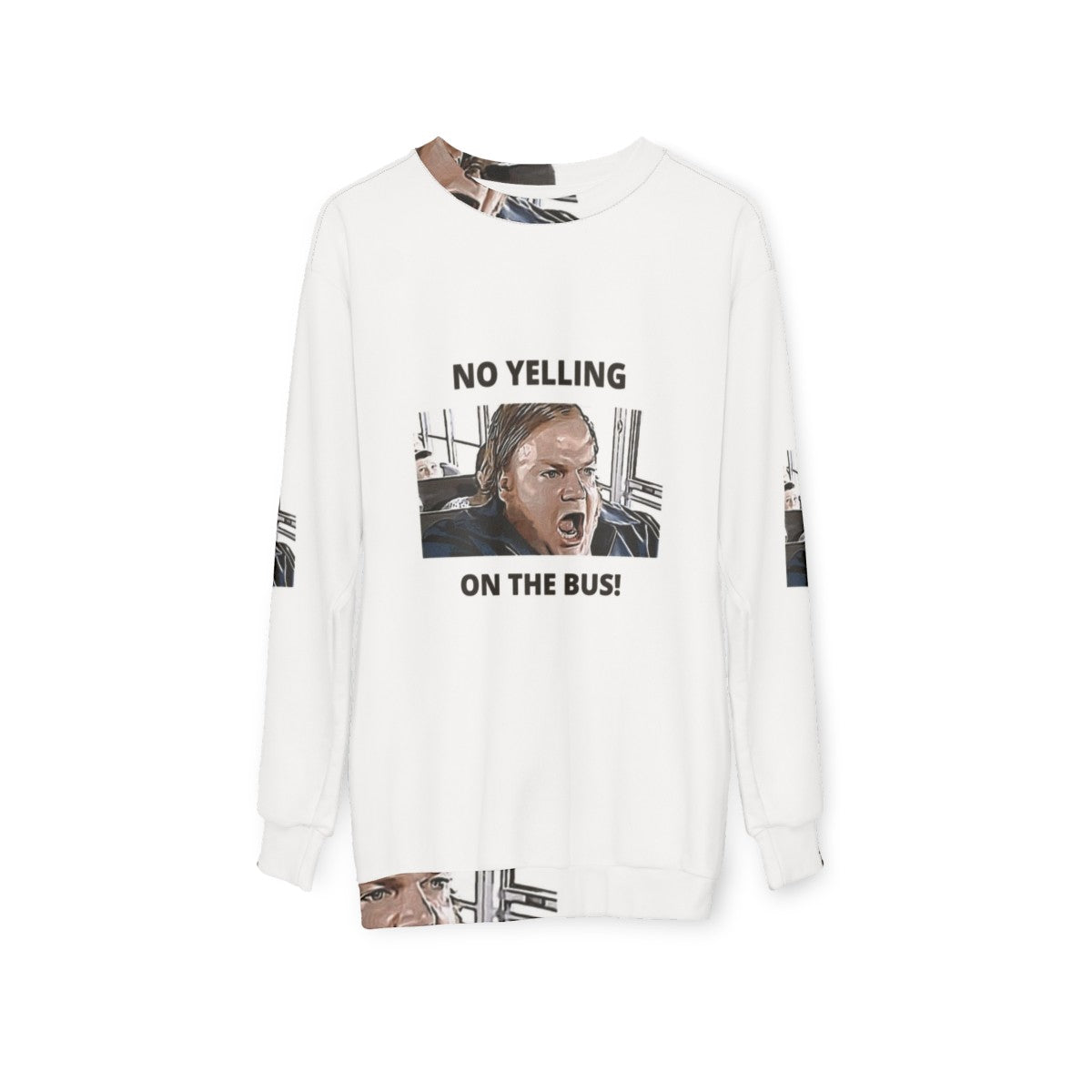 Chris Farley "No Yelling On The Bus" Comedy Sweatshirt - hanging