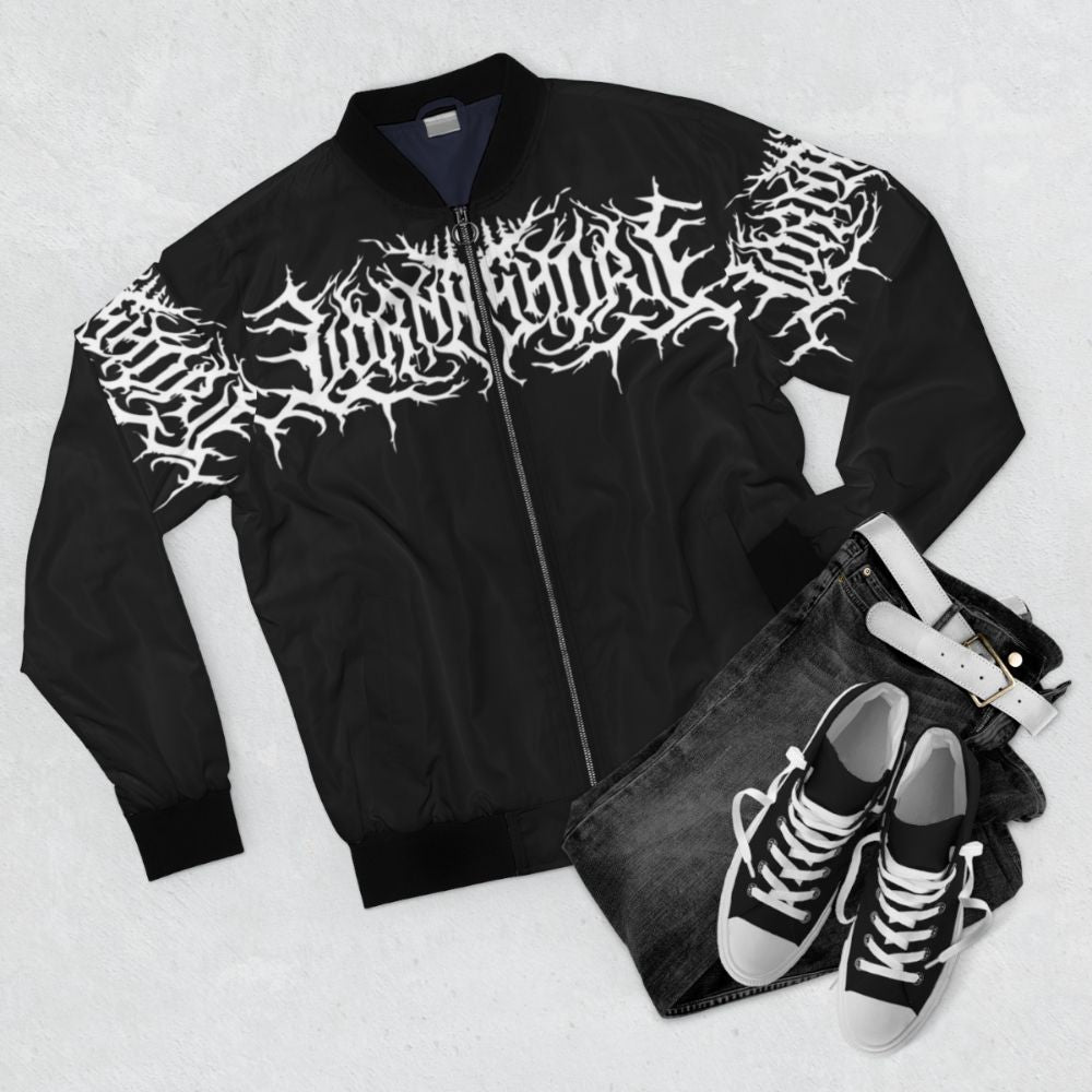 Lorna Shore Metalcore Bomber Jacket with Logo - Flat lay