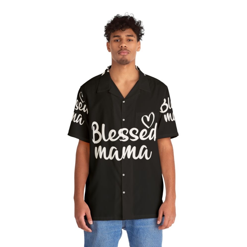 Blessed Mama Hawaiian Shirt featuring a floral pattern - People Front