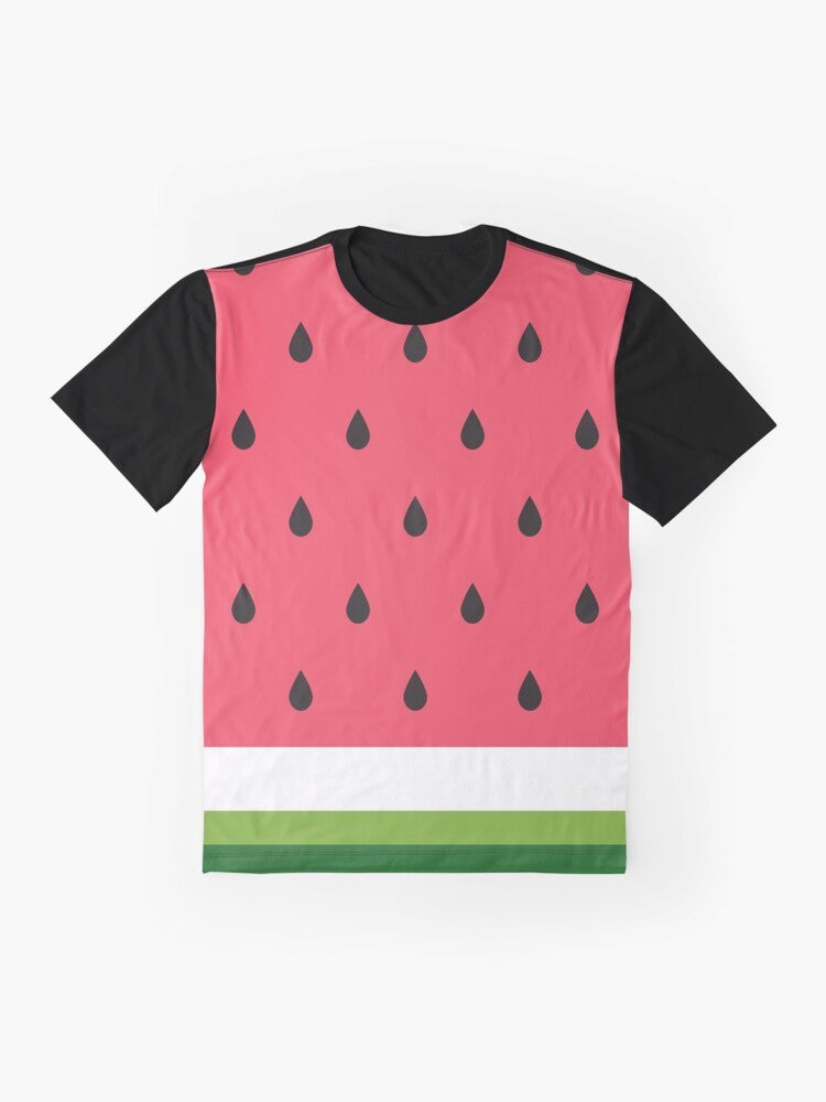 Vibrant watermelon abstract graphic design on a t-shirt - Flat lay