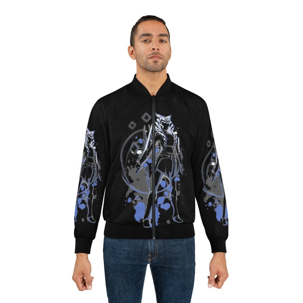 Ahsoka Bomber Jacket - Star Wars Inspired Togruta Design with Lightsaber Silhouette - Lifestyle