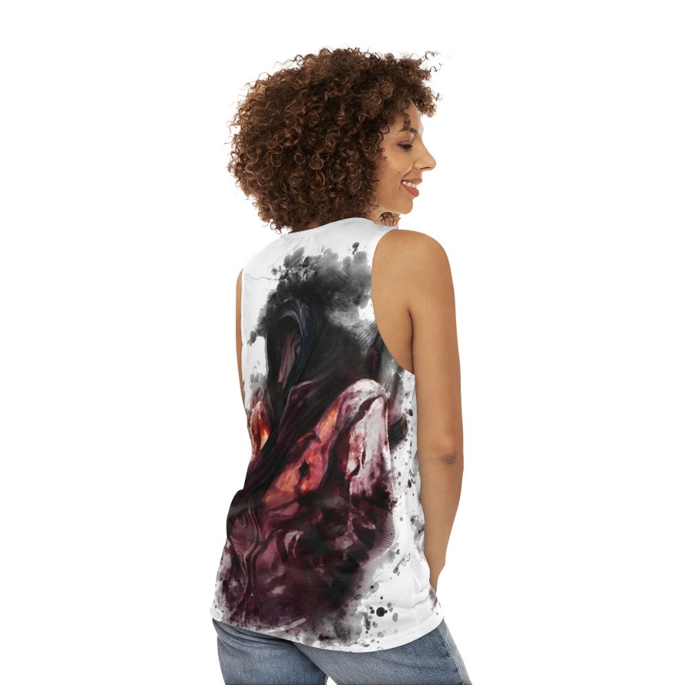 Darkwood Unisex Tank Top with Horror-Themed Design - women back