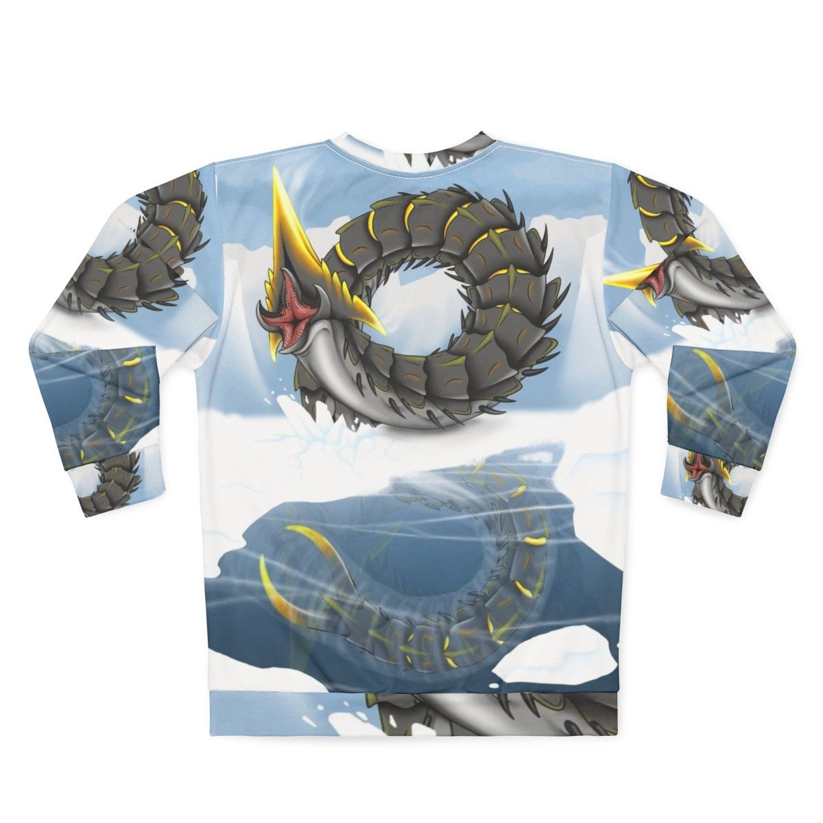 Ice worm from the Subnautica video game printed on a cozy sweatshirt - Back