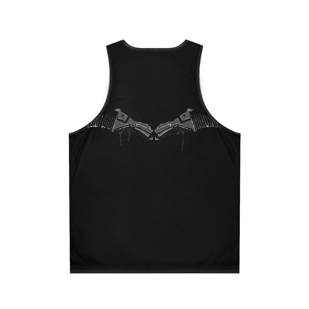 Robert Pattinson superhero tank top with minimalist comic book design - Back